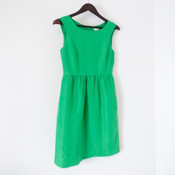 J crew Green Silk Mini dress Size 2 - Picture 4 of 4